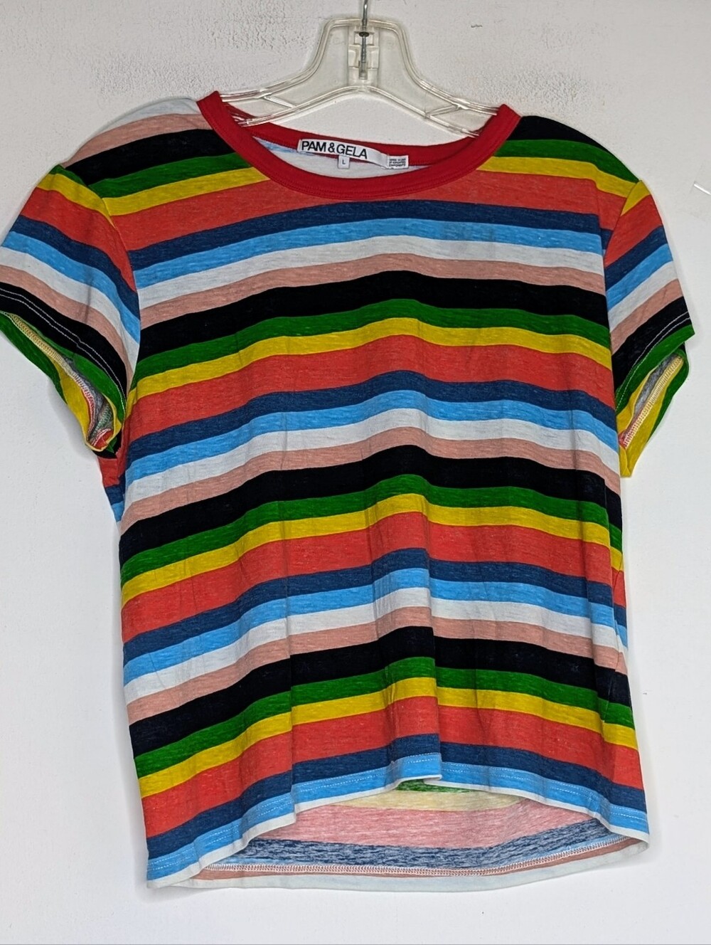 PAM & GELA rainbow striped Stranger Things ringer tee